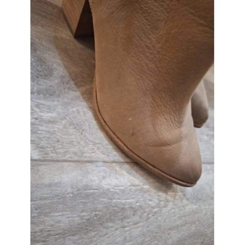 Frye Sacha Moto Shootie Tan Leather Pointed Toe Ankle Boots‎ 8.5M 3478397-BEI